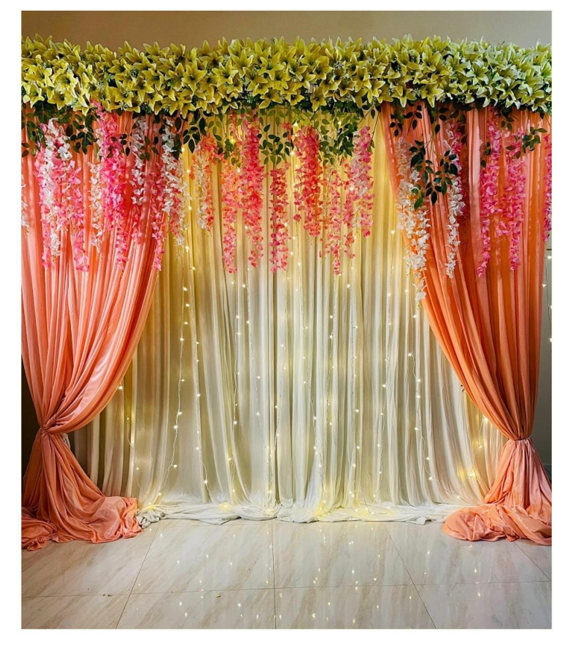 Charming Peach Backdrop on rent in Chennai