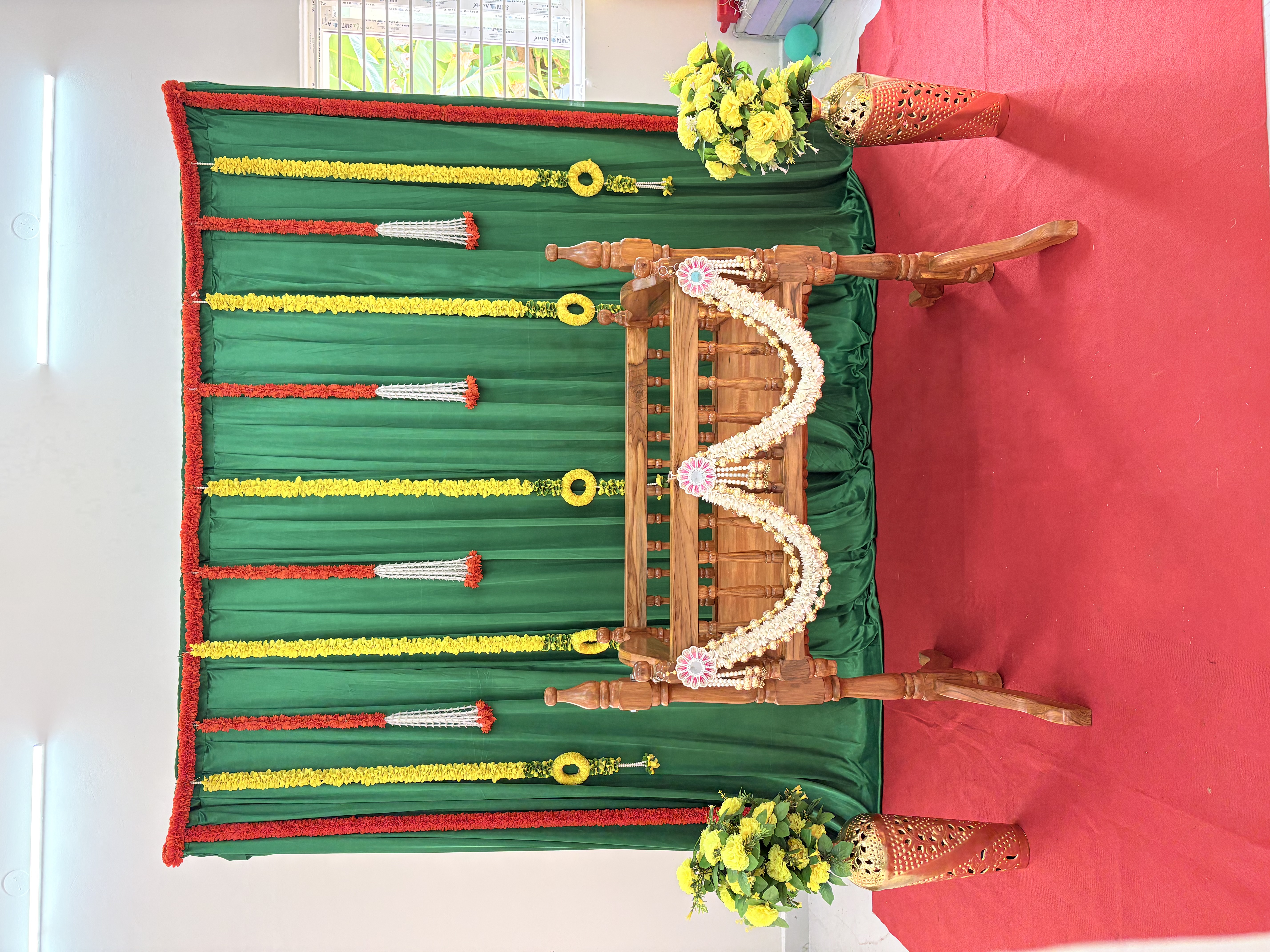 Green garland backdrop on rent in Chennai