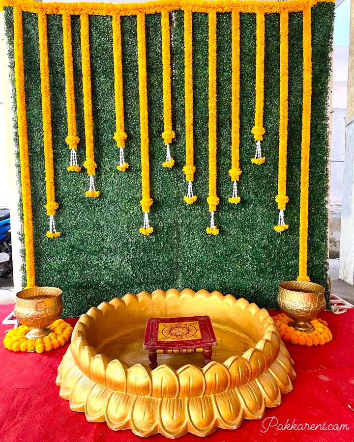 Haldi Grass Backdrop on rent in Bangalore